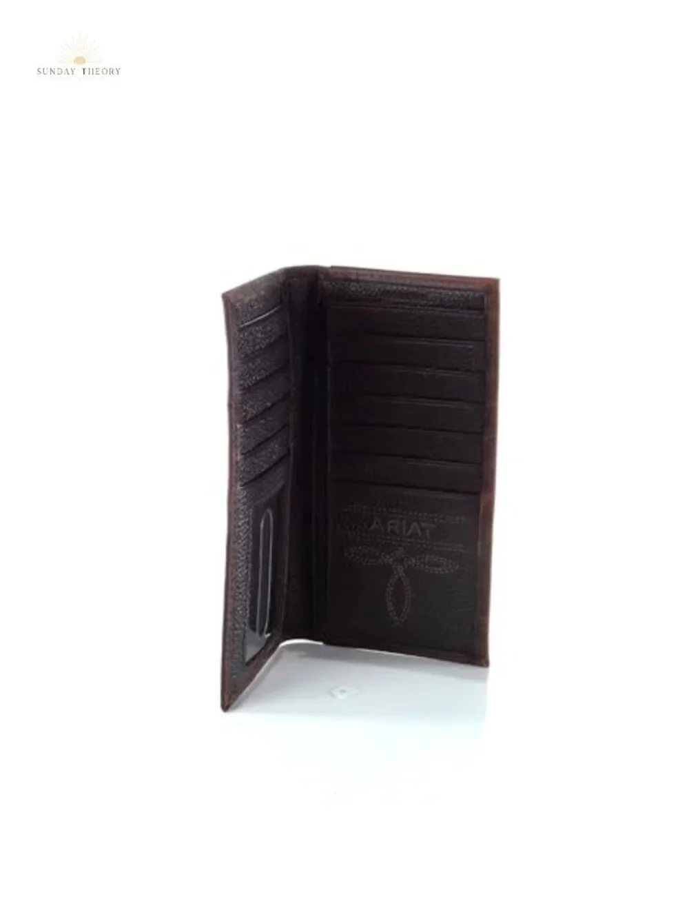 Top Grain Leather Bi-Fold Wallet Western Embroidery 17 Pockets